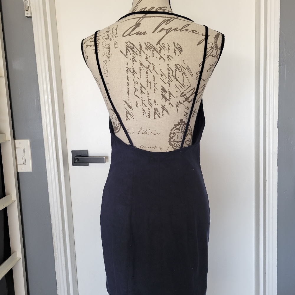 Intimately Free People Navy Vegan Suede Sexy Mini Dress Size M - Picture 11 of 12